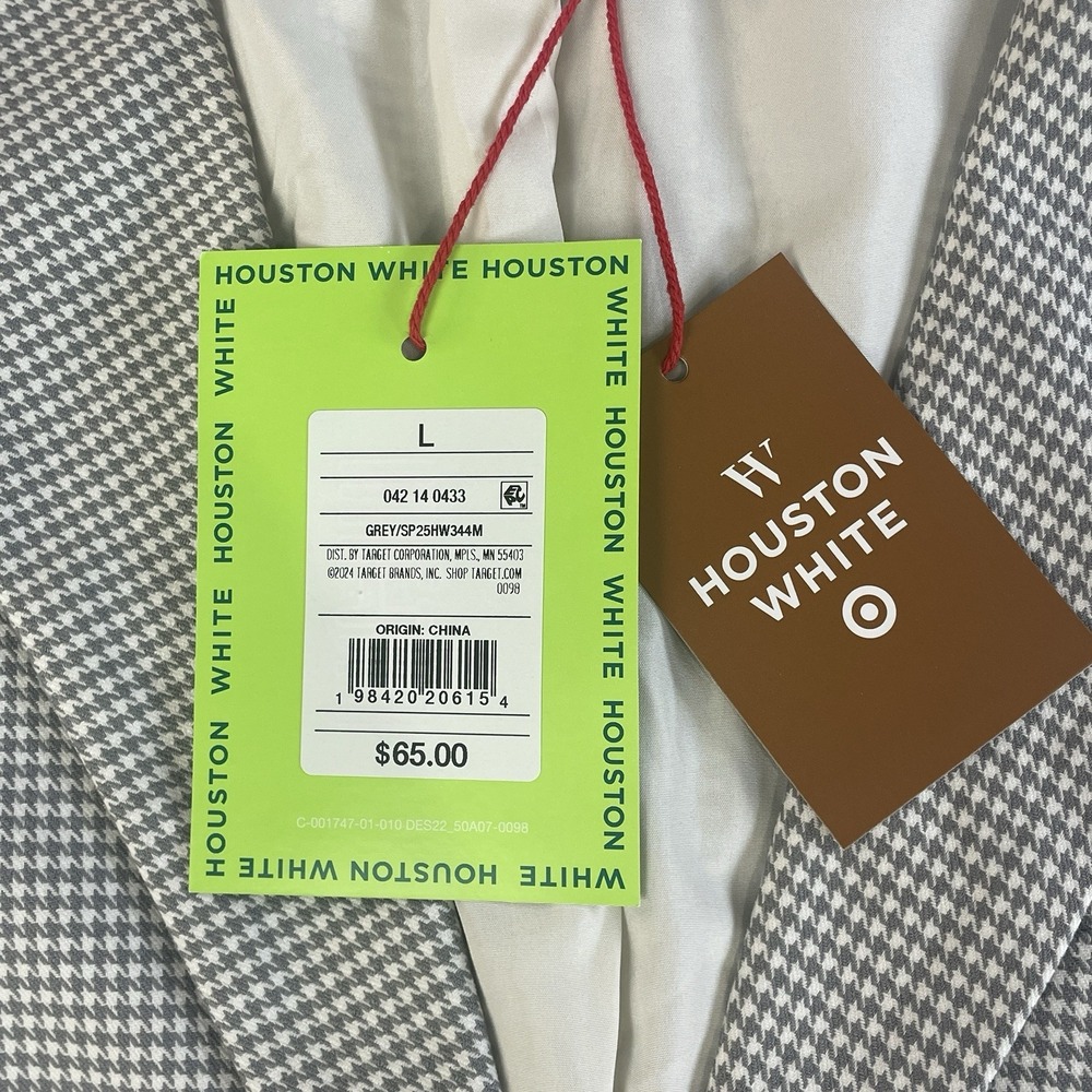 Houston White Grey Houndstooth Blazer Mens Large NWT Stretch Sport Coat - Picture 7 of 12